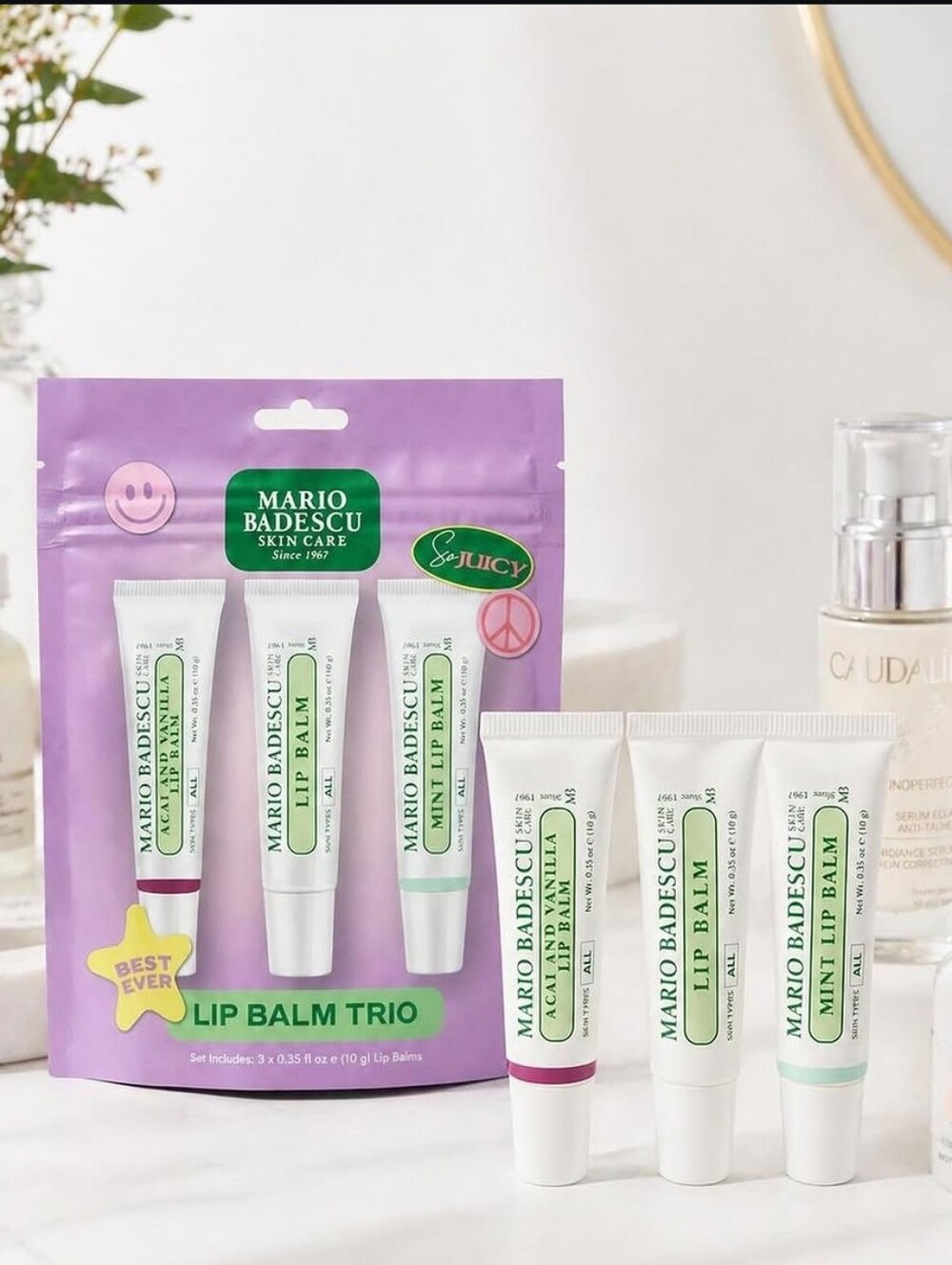 NEW Mario Badescu Lip Balm Trio 3 Pcs